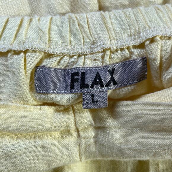Flax Pants Womens Large Yellow Linen Wide Leg High Rise‎ Lightweight Casual Boho - Picture 7 of 13